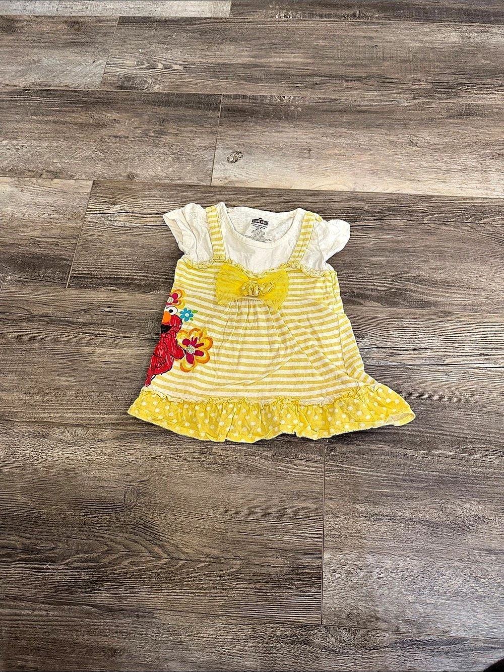 Sesame Street Girls Yellow & White Striped Dress Size 4T